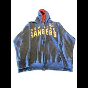 Vintage New York Rangers NHL Zip Up Hooded Sweatshirt Size XL